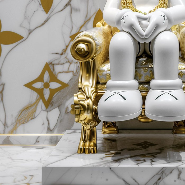 Artxlife - Vuitton WhiteGold Marble Throne Kaws [XXL]