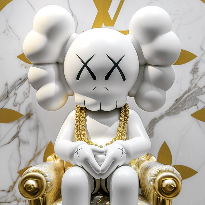 Artxlife - Vuitton WhiteGold Marble Throne Kaws [XXL]