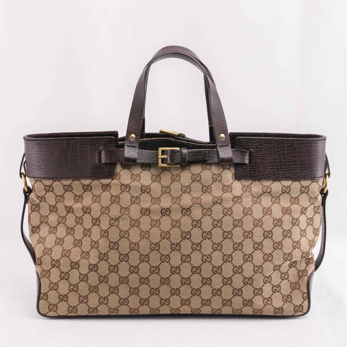 Gucci - Vintage Monogram Canvas and Leather Tote bag - Skuldertaske