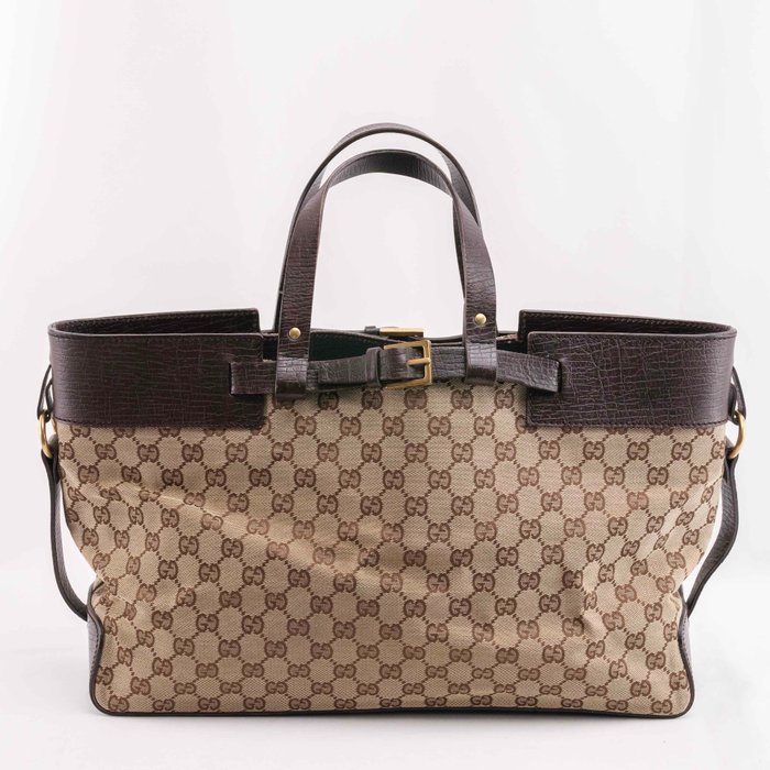 Gucci - Vintage Monogram Canvas and Leather Tote bag - Skuldertaske