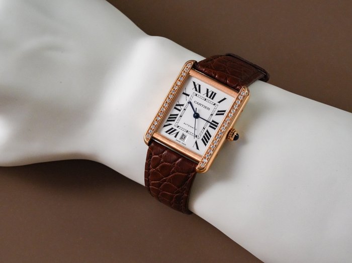 Cartier - Tank Solo Extra Large 18k Rose Gold Diamond - W5200026 - Mænd - 2011-nu