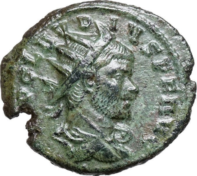 Romarriket Claudius Gothicus (AD 268-270) Antoninianus Cyzicus - Trophäeum zwischen Gefangenen Ueberschwer! Brockage! Selten