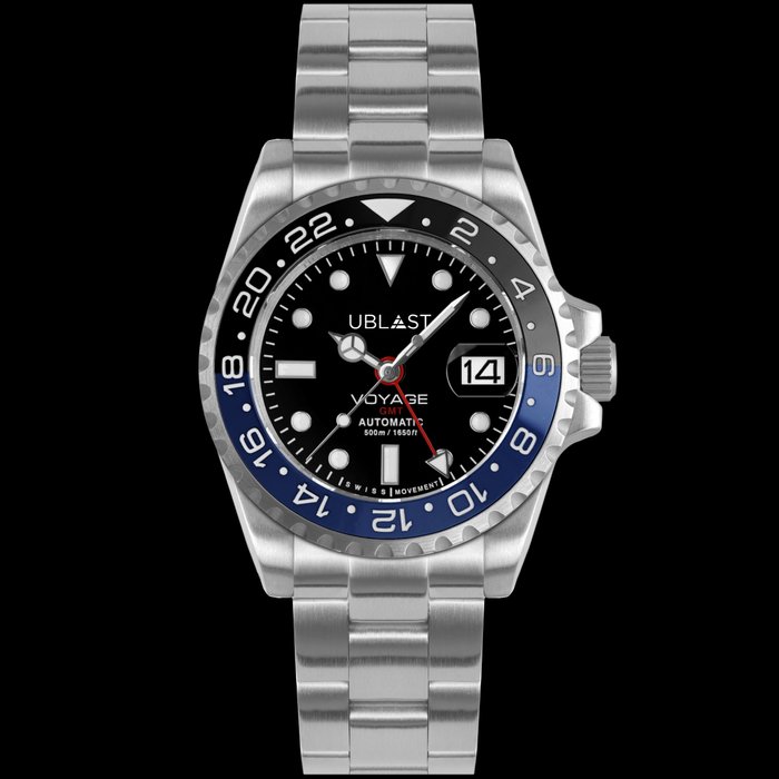 Ublast - Voyage Pro Diver GMT - REF.UBVPD40BBK - Automatic Swiss MOVT - Mænd - Ny