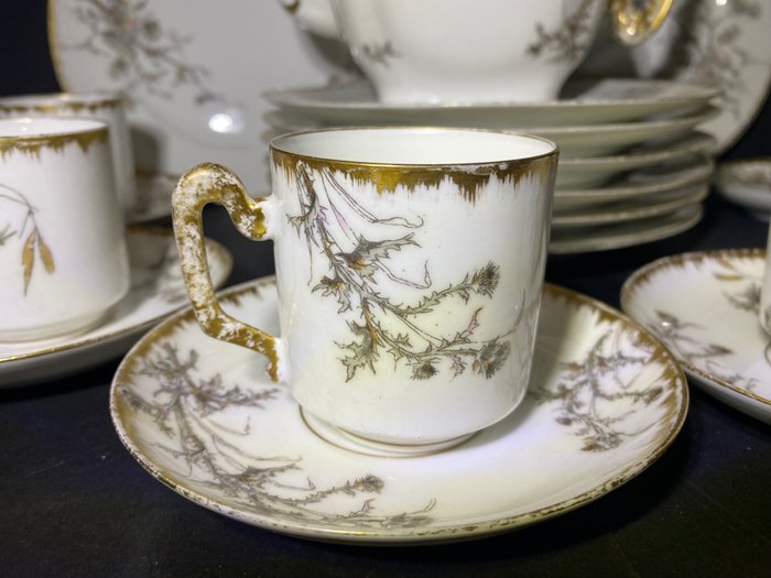 Limoges, Delinieres , 1900 - Kaffesæt - Blødt porcelæn