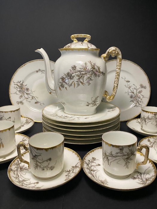 Limoges, Delinieres , 1900 - Kaffesæt - Blødt porcelæn