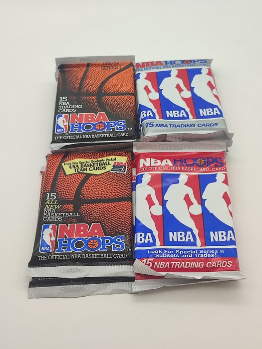 1990/91  91/92 NBA Hoops Series I, II - 10 Booster pack - Næsten så god som ny (NM)