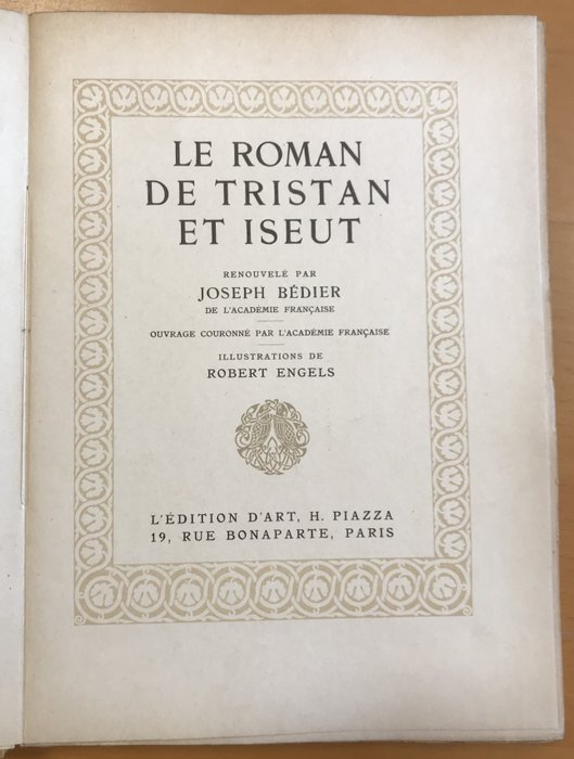 Joseph Bédier / Robert Engels - Le Roman de Tristan et Iseut - 1922