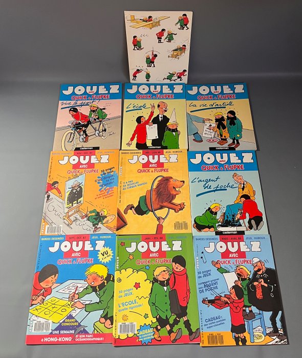 Hergé - 9x Jouons avec Quick  Flupke + Farde de presse Casterman