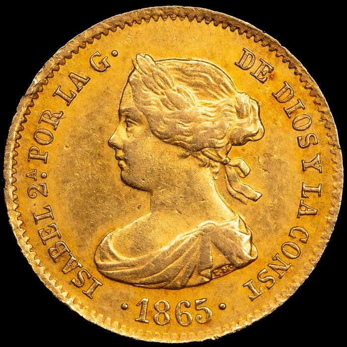 Spanien Isabel II (1833-1868) 4 Escudos 1865 Madrid