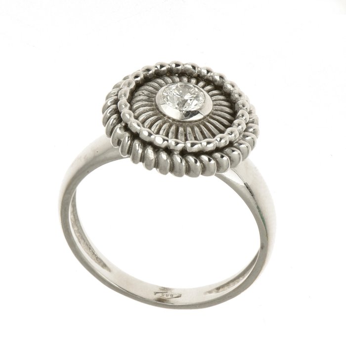 Ring - 14 karat Hvidguld Diamant (Natur)