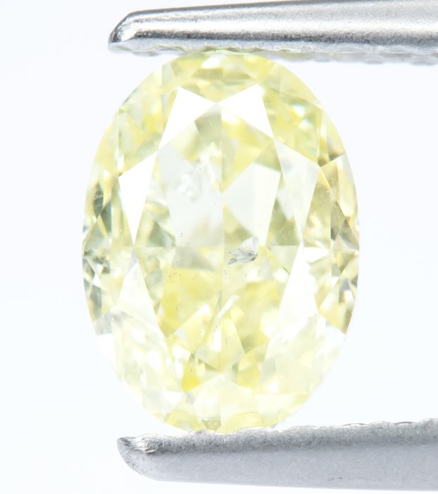 Ingen mindstepris - 1 pcs Diamant  (Naturfarvet)  - 078 ct - Oval - Fancy Gul - I1 - Gem Report Antwerp (GRA)