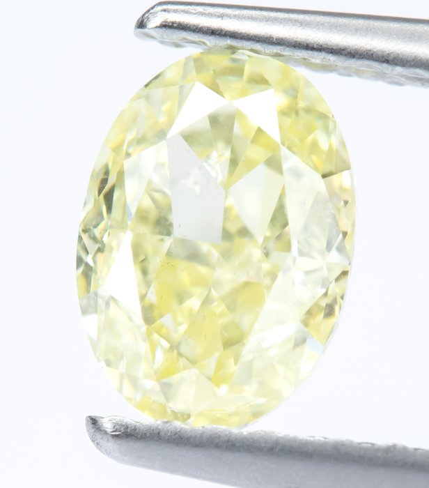 Ingen mindstepris - 1 pcs Diamant  (Naturfarvet)  - 078 ct - Oval - Fancy Gul - I1 - Gem Report Antwerp (GRA)