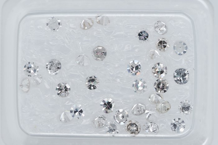 Ingen mindstepris - 35 pcs Diamant  (Natur)  - 1.06 ct - E - I3, SI1 - Gem Report Antwerp (GRA) - Rund enkelt snit