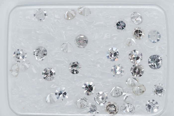 Ingen mindstepris - 35 pcs Diamant  (Natur)  - 1.06 ct - E - I3, SI1 - Gem Report Antwerp (GRA) - Rund enkelt snit