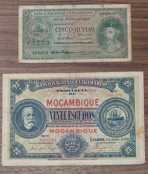 Verden - 2 banknotes - Portugese India Mozambique - various dates - Pick 70 Pick 35