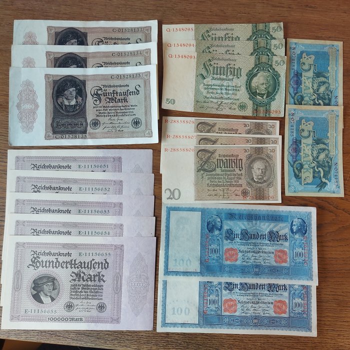 Tyskland - 18 Banknoten - various dates  (Ingen mindstepris)