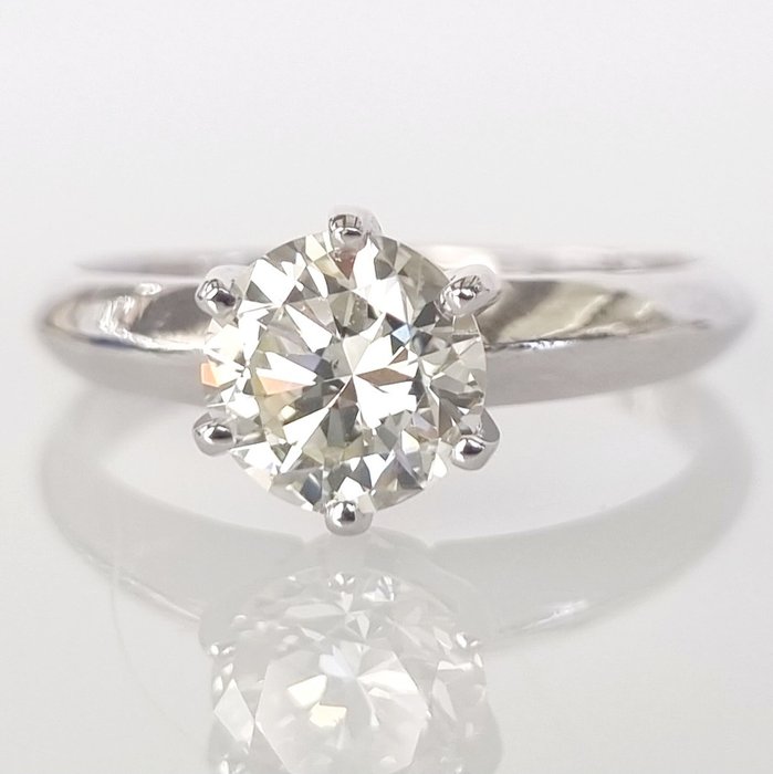 Forlovelsesring - 14 karat Hvidguld -  1.01ct. tw. Diamant (Natur)