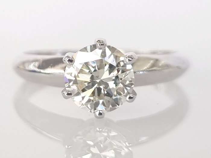 Forlovelsesring - 14 karat Hvidguld -  1.01ct. tw. Diamant (Natur)