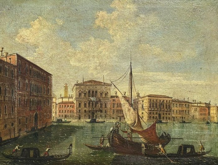 Scuola veneta (XVIII) - Canal Grande con i Palazzi Balbi e Foscari