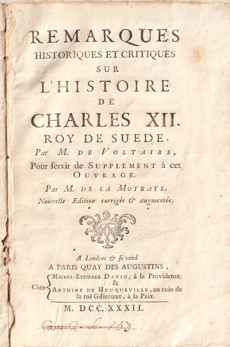 M. de La Motraye - Remarques historiques  critiques sur L'histoire de Charles XII. Roi de Suède - 1732