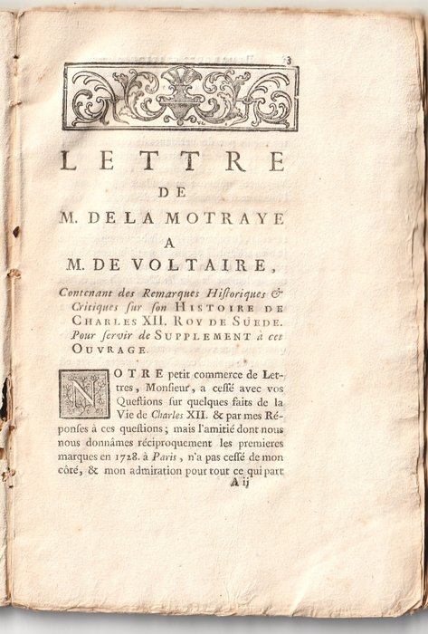 M. de La Motraye - Remarques historiques  critiques sur L'histoire de Charles XII. Roi de Suède - 1732