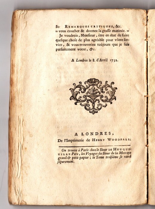 M. de La Motraye - Remarques historiques  critiques sur L'histoire de Charles XII. Roi de Suède - 1732