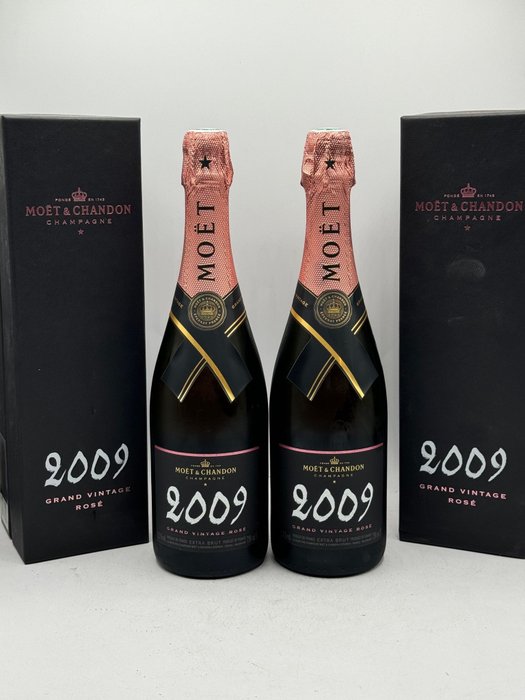 2009 Moët  Chandon Grand Vintage - Champagne Extra Brut Rosé - 2 Flasker (075 L)