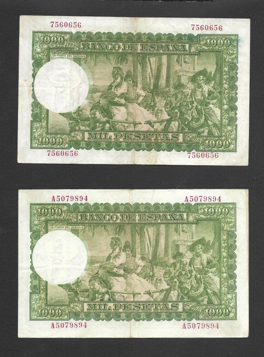 Spanien. - 8 x 1000 Pesetas 1949-1951 - Pick 138 (4) and 143 (4)