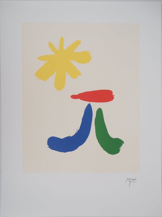 Joan Miro (1893-1983) - Personnage surréaliste et soleil