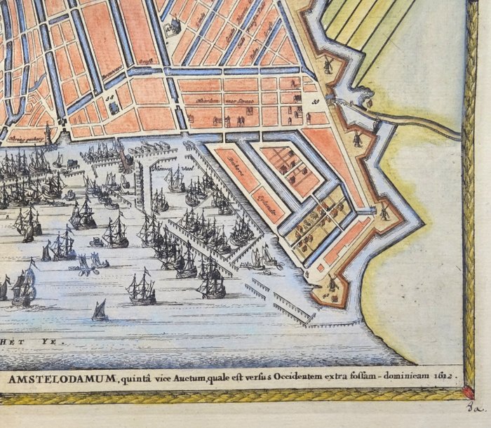 Holland - Amsterdam; N. Visscher / F. de Wit / P. van der Aa - Amsteldam ten vijfde mael vergroot soo veel als sich vertoont westwaerts buyten de Heere gracht Ao - 1661-1680