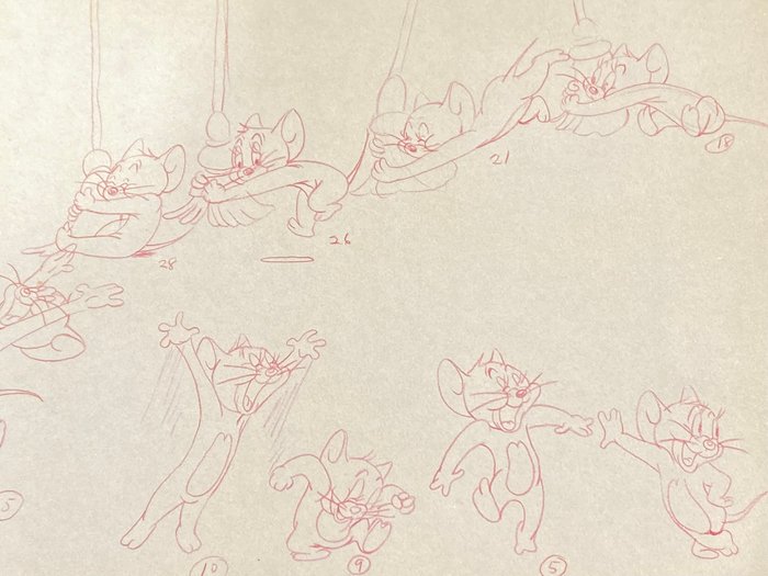 Tom and Jerry (MGM, 1963/64) - 1 Cinematic Movement Drawing of Jerry, Ltd. Edition Kopi fra personale, meget høj kvalitet