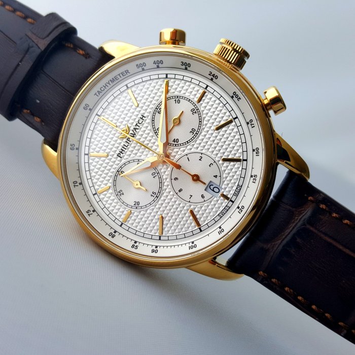 Philip Watch - R8271650001 ANNIVERSARY Edition - Gold - ETA - 1/10 Chronograph - Ingen mindstepris - Mænd - Ny