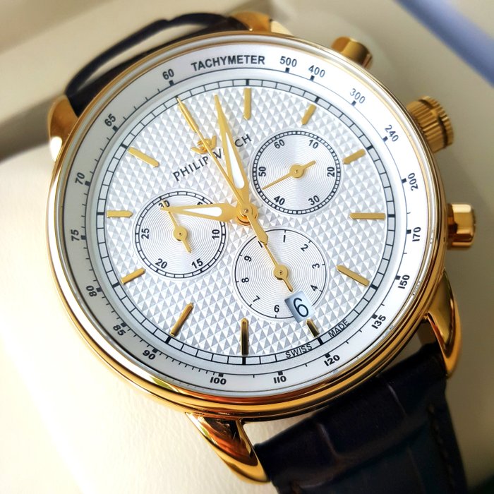 Philip Watch - R8271650001 ANNIVERSARY Edition - Gold - ETA - 1/10 Chronograph - Ingen mindstepris - Mænd - Ny