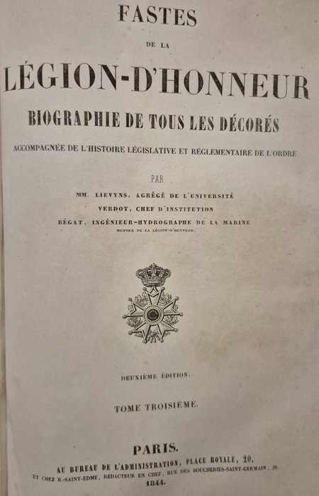 MM Lievyns - Faste de la Légion D'honneur - 1844