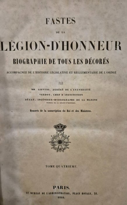 MM Lievyns - Faste de la Légion D'honneur - 1844