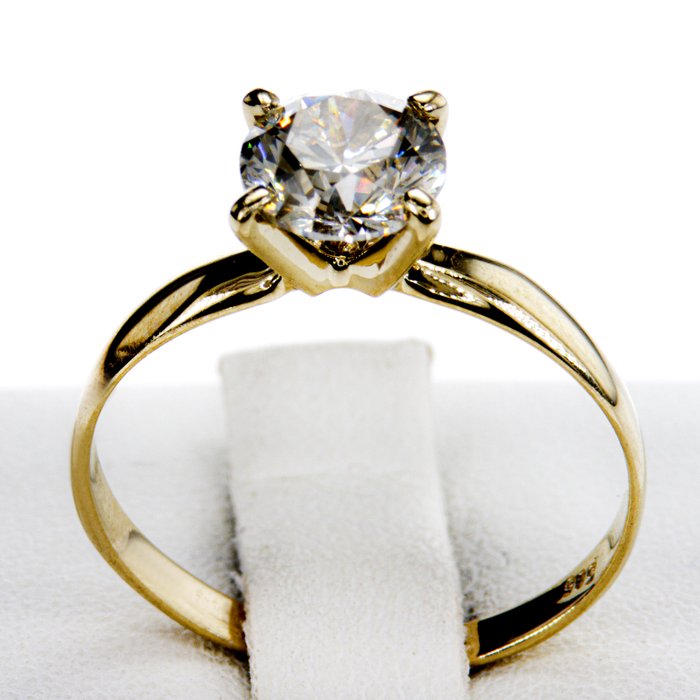 Ingen mindstepris - Forlovelsesring - 14 karat Gulguld -  1.22ct. tw. Diamant (Naturfarvet)