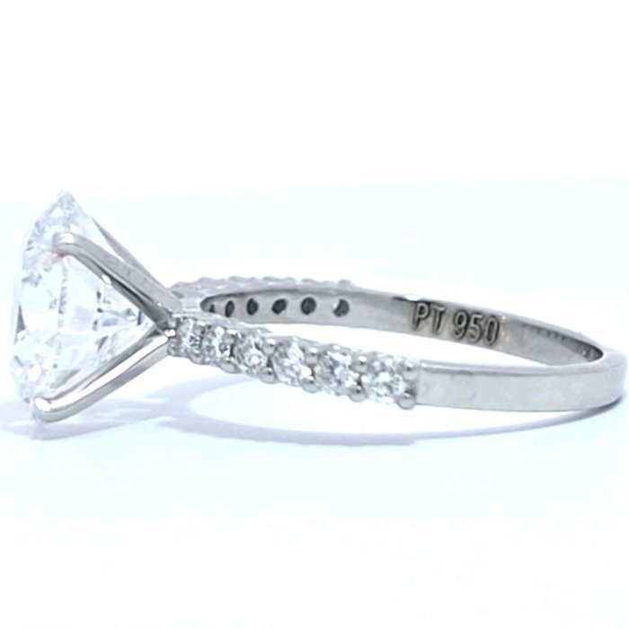 Ring Platin -  4.29ct. tw. Diamant (Laboratoriedyrket) - Diamant - Hjerte Og Pile