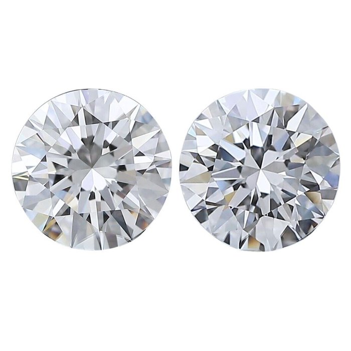 2 pcs Diamant  (Natur)  - 1.40 ct - Rund - D (farveløs) - IF - International Gemological Institute (IGI) - Ideelt slebne diamanter