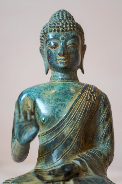 Bronze sculpture of Buddha Vitarka Mudra - Patinated - Skulptur - Thailand  (Ingen mindstepris)