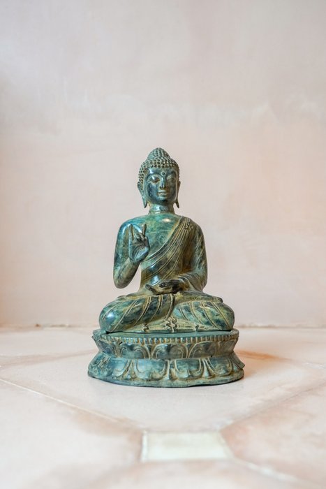 Bronze sculpture of Buddha Vitarka Mudra - Patinated - Skulptur - Thailand  (Ingen mindstepris)