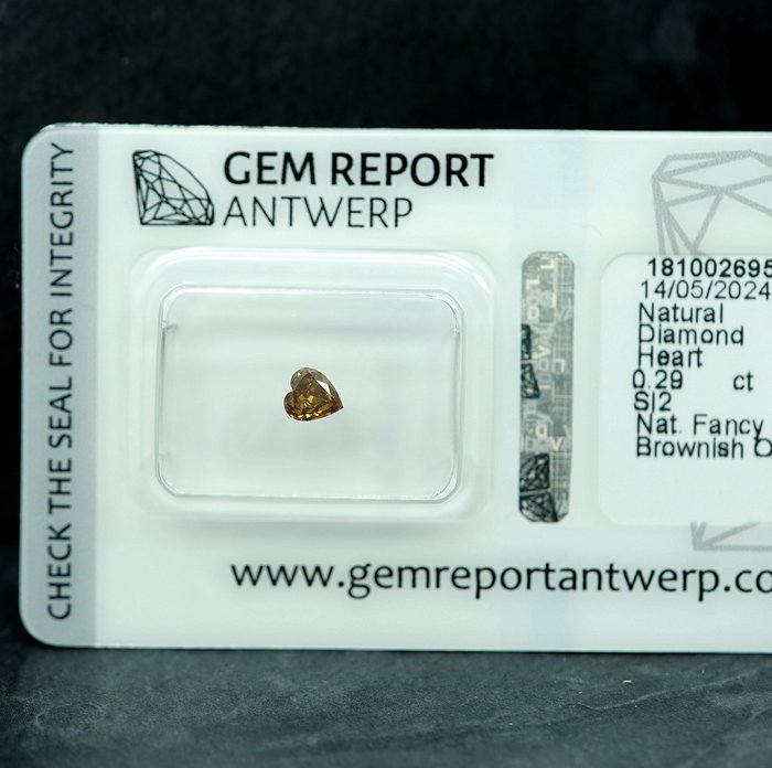 Ingen mindstepris - 1 pcs Diamant  (Naturfarvet)  - 0.29 ct - Fancy deep Brunlig, Orange nuance Gul - SI2 - International Gemological Institute (IGI)