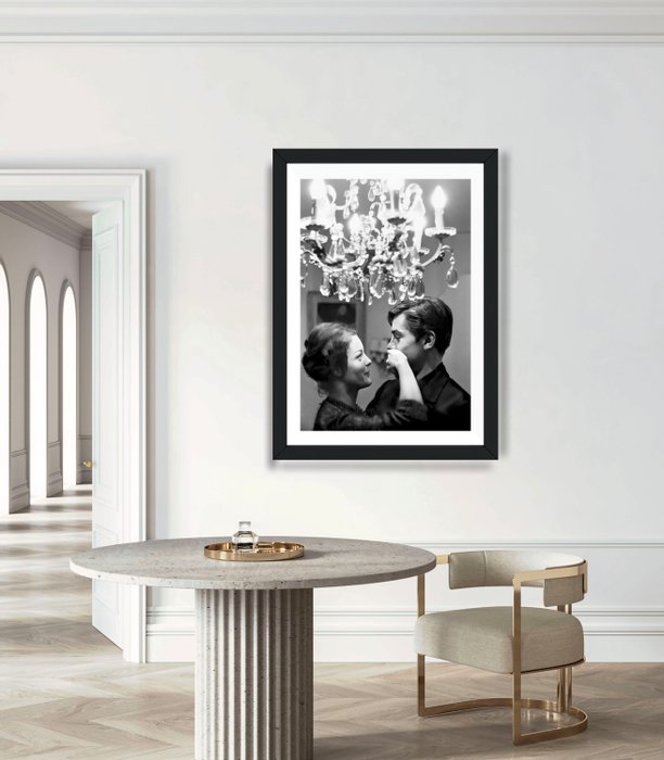 Romy Schneider and Alain Delon - At home in 1959 - Fine Art Photography - Luxury Wooden Framed 70X50 cm - Limited Edition Nr 01 of 30 - Serial ID 17194 - Original Certificate (COA), Hologram Logo Editor and QR Code - 100% New items.