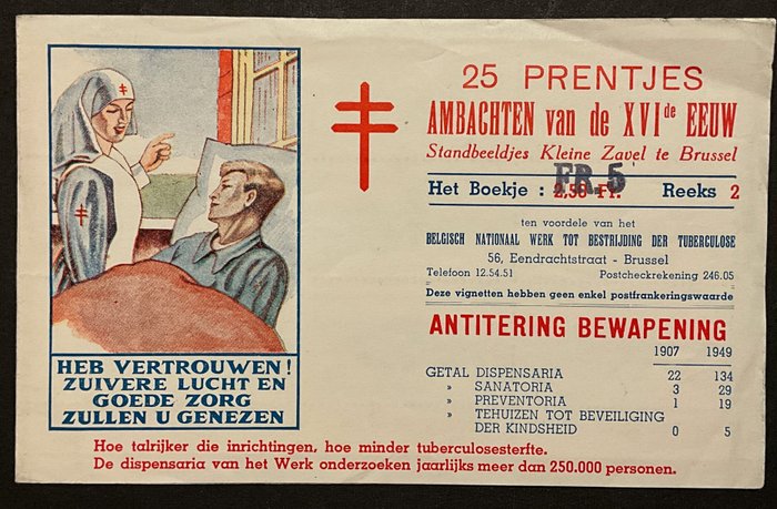 Belgien 1945/1950 - Hæfte med vignetter "Métiers du XVIme Siècle" - "Håndværk fra det XVI. århundrede" - Série /Reeks 2  - GRIS / GRIJS - Prachtige staat van bewaring