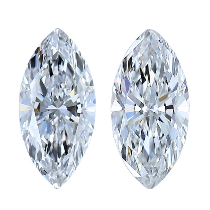 2 pcs Diamant  (Natur)  - 101 ct - Marquise - D (farveløs) - VVS1 - Gemological Institute of America (GIA)