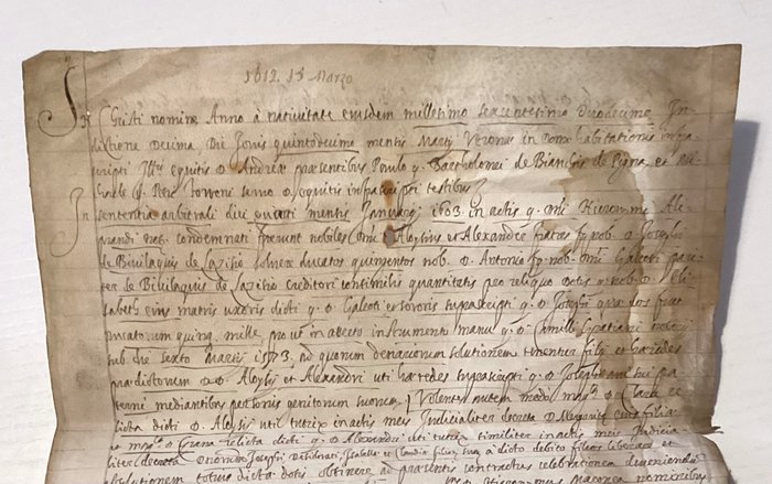 Notaio Veneto Petrus Antonius Constantini - Atto Notarile, Chiusura Debito tra Generazioni - Verona - 1612