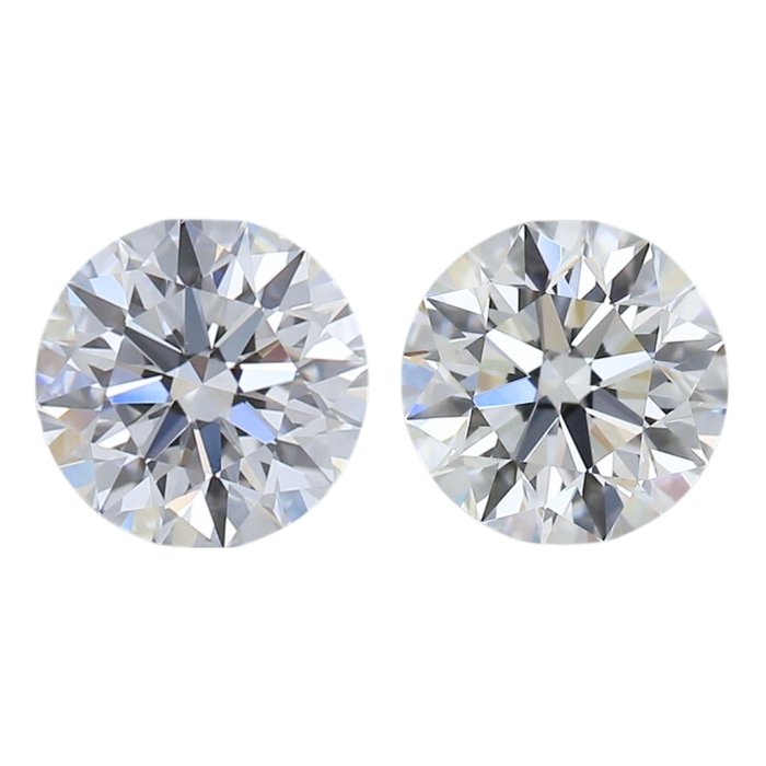 2 pcs Diamant  (Natur)  - 1.11 ct - Rund - E - IF - Gemological Institute of America (GIA)