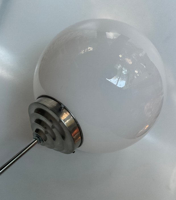 Lampe - Globus lampe - Krom, Opal glas - Autentisk Gispen Skole