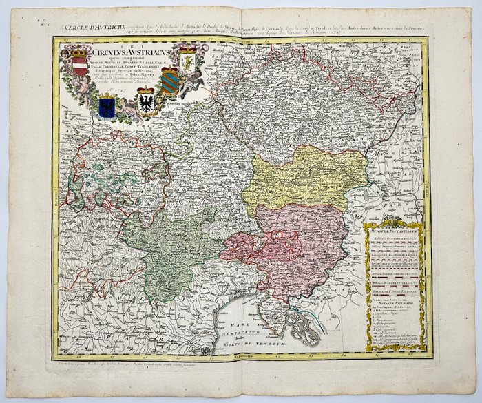 Europa - Tjekkiet, Østrig og Norditalien; Johann Baptist Homann - Circulus Austriacus quem coponunt Archid Austríae, Ducatus Stitiae, Carinthiae, Carnioliae, Comit - 1721-1750