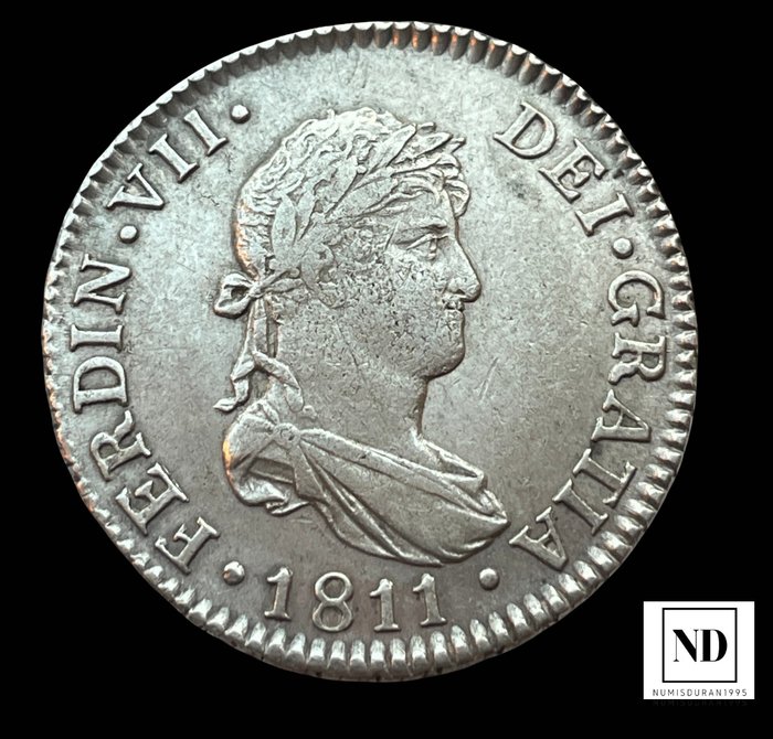 Kongeriget Spanien. Fernando VII (1813-1833). 2 Reales 1811 - Cádiz