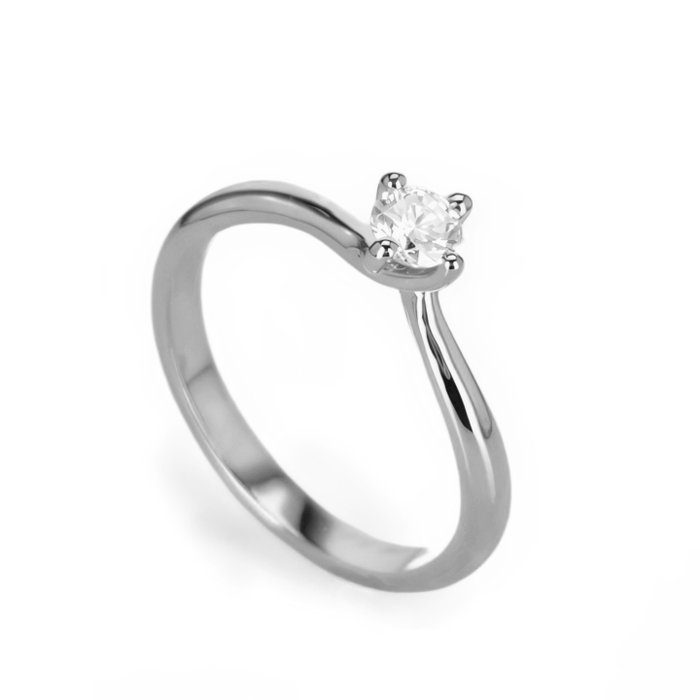 Forlovelsesring - 14 karat Hvidguld -  0.26ct. tw. Diamant (Natur)